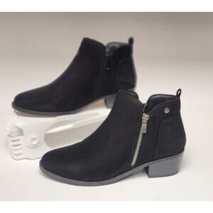 CM Women's Faux Suede Ankle Boots Black Size US 8M